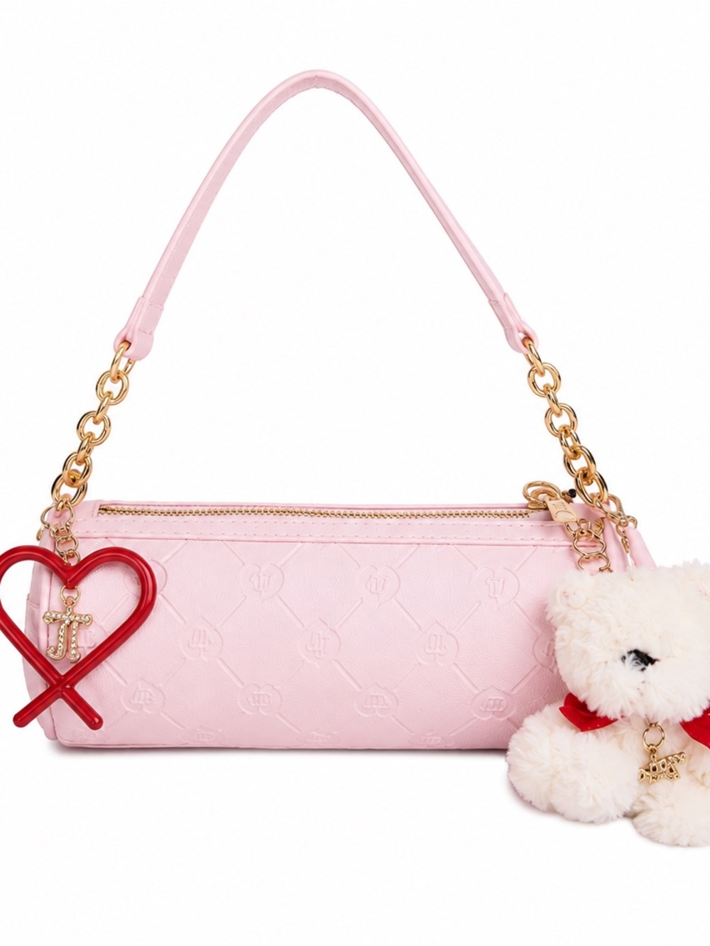 Juicy Couture Light Pink Quilted mini Scotty Shoulder Bag with Heart Charm